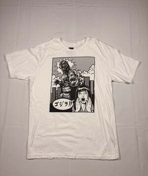 Godzilla Manga Comic Panel Graphic T-Shirt White Large